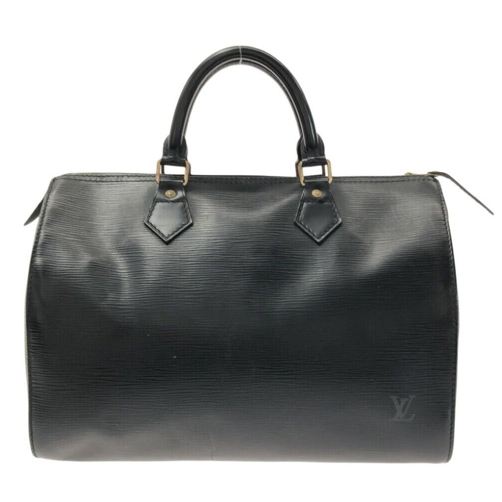 Vintage Louis Vuitton Epi Speedy 30 Black Leather Satchel Boston Bag Gold
